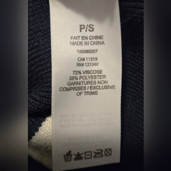 Dynamite Navy and White Striped Cropped V-Neck Sweater - Picture 8 of 9